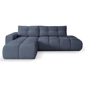 Canapé d'angle convertible tissu chenille 4 places Bleu - G…