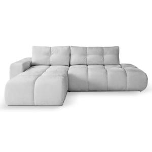 Canapé d'angle convertible tissu chenille 4 places Gris cla…