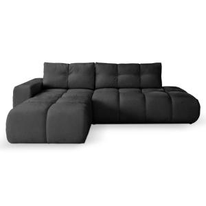 Canapé d'angle convertible tissu chenille 4 places Noir - G…