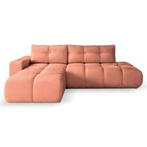 Canapé d'angle convertible tissu chenille 4 places Terracot…