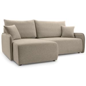 Canapé d'angle convertible, tissu chenille, beige foncé, cô…