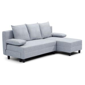 Canapé d'angle convertible tissu gris clair