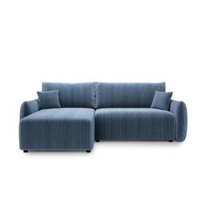 Canapé d'angle convertible velours côtelé 4 places Bleu