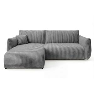 Canapé d'angle convertible velours côtelé 4 places Gris fon…