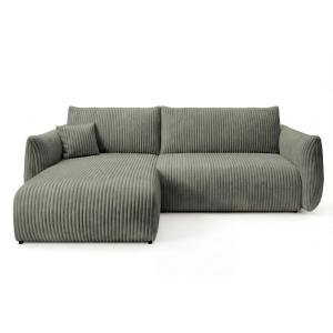 Canapé d'angle convertible velours côtelé 4 places Vert