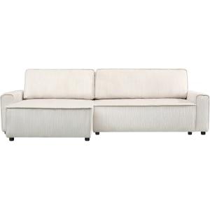 Canapé d'angle convertible velours côtelé beige 3 places