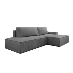 Canapé d'angle convertible velours côtelé - Gris foncé - Ga…