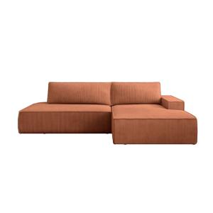 Canapé d'angle convertible velours côtelé - Terracotta - Dr…