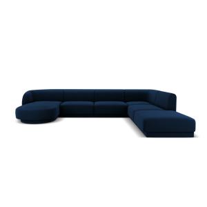 Canapé d'angle côté droit 6 places en tissu velours bleu ro…