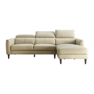 Canapé d'angle cuir 5 places beige