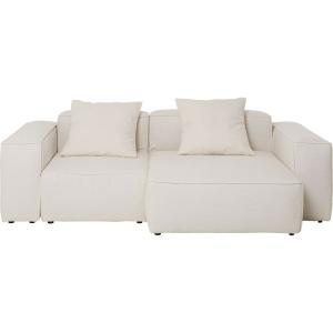 Canapé d'angle de jardin 2 places en polyester crème