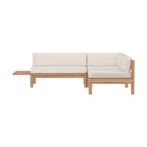 Canapé d'angle de jardin 4 places en teck massif et coussin…