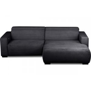 Canapé d'angle droit 1 relax électrique velours cotelé noir…