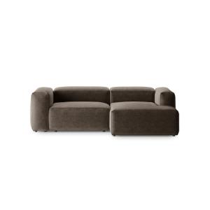 Canapé d'angle droit 2 places tissu structurel cappuccino