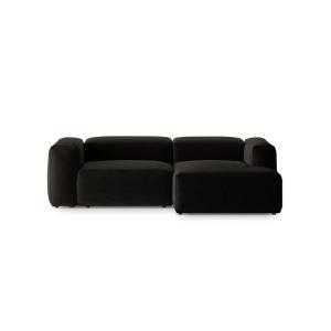 Canapé d'angle droit 2 places tissu structurel noir