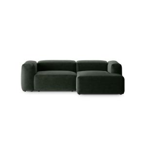 Canapé d'angle droit 2 places tissu structurel vert mousse