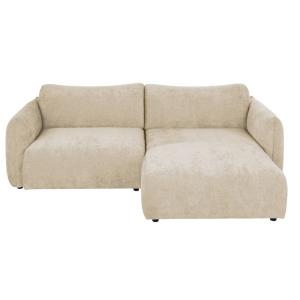 Canapé d'angle droit 3/4 places en textile velouté beige