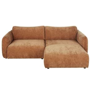 Canapé d'angle droit 3/4 places en textile velouté marron
