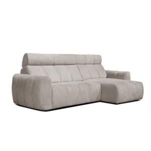 Canapé d'angle droit 3 places, assise coulissante; beige