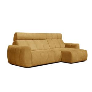 Canapé d'angle droit 3 places, assise coulissante; jaune mo…