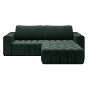 Canapé d'angle droit 3 places convertible en tissu - Vert f…