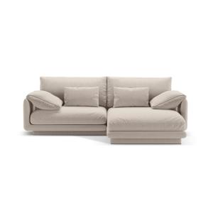 Canapé d'angle droit 3 places en tissu structurel beige cla…