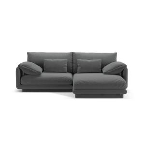 Canapé d'angle droit 3 places en tissu structurel gris fonc…