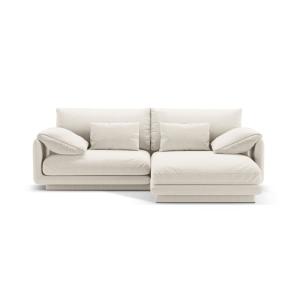 Canapé d'angle droit 3 places en tissu structurel ivoire