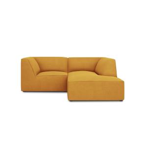 Canapé d'angle droit 3 places en tissu structurel jaune