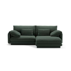 Canapé d'angle droit 3 places en tissu structurel vert mous…