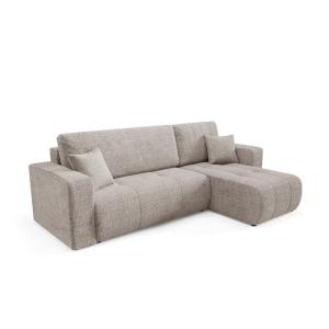 Canapé d'angle droit 3 places en tissu texturé taupe