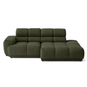 Canapé d'angle droit 3 places en tissu texturé vert