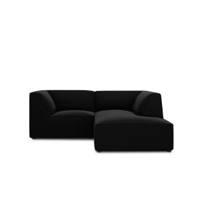Canapé d'angle droit 3 places en tissu velours noir