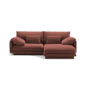 Canapé d'angle droit 3 places en velours cuir