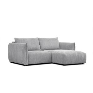 Canapé d'angle droit 3 places tissu gris clair