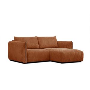 Canapé d'angle droit 3 places tissu marron
