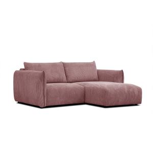 Canapé d'angle droit 3 places tissu rose