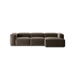Canapé d'angle droit 3 places tissu structurel cappuccino