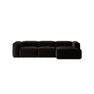 Canapé d'angle droit 3 places tissu structurel noir