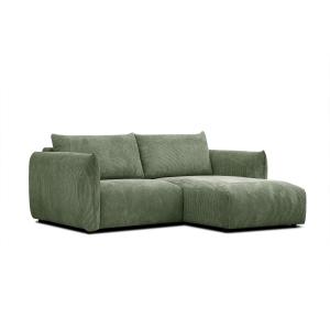 Canapé d'angle droit 3 places tissu vert