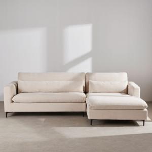 Canapé d'angle droit 4/5 places avec têtière effet velours…