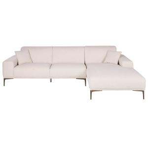 Canapé d'angle droit 4/5 places en textile tramé beige