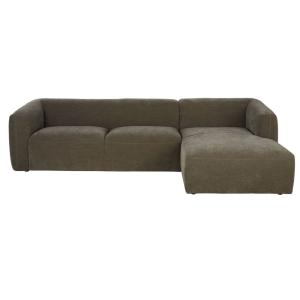 Canapé d'angle droit 4/5 places en textile velouté vert de…