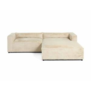Canapé d'angle droit 4 places en fausse fourrure beige