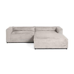 Canapé d'angle droit 4 places en fausse fourrure gris clair
