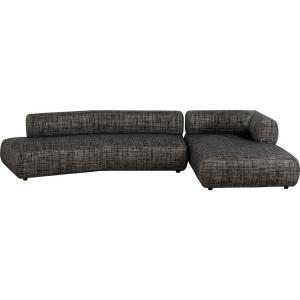 Canapé d'angle droit 4 places en polyester noir et blanc