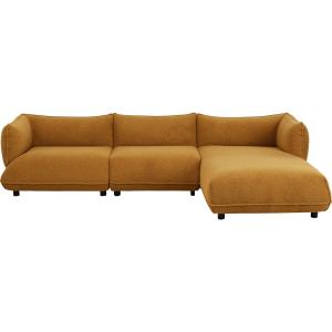 Canapé d'angle droit 4 places en polyester teddy marron
