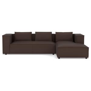 Canapé d'angle droit 4 places en simili marron