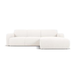 Canapé d'angle droit 4 places en tissu bouclé blanc