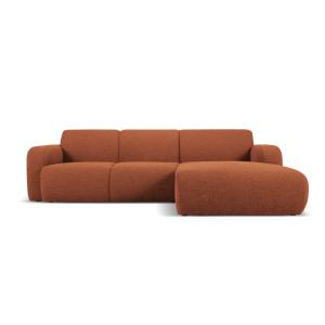 Canapé d'angle droit 4 places en tissu bouclé marron